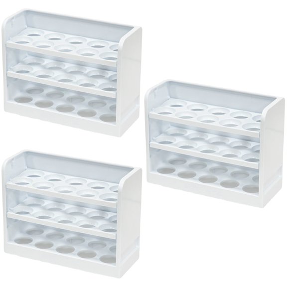 REOFLYUP Egg Storage Container White 3Pcs 9.9X7.7X3.9In For Home Kitchen Organization