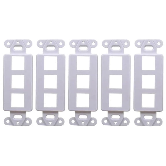 White 3-Port Decora Keystone Jack Wall Insert HDMI, Cat5/6, USB and DisplayPort (5 Pack)