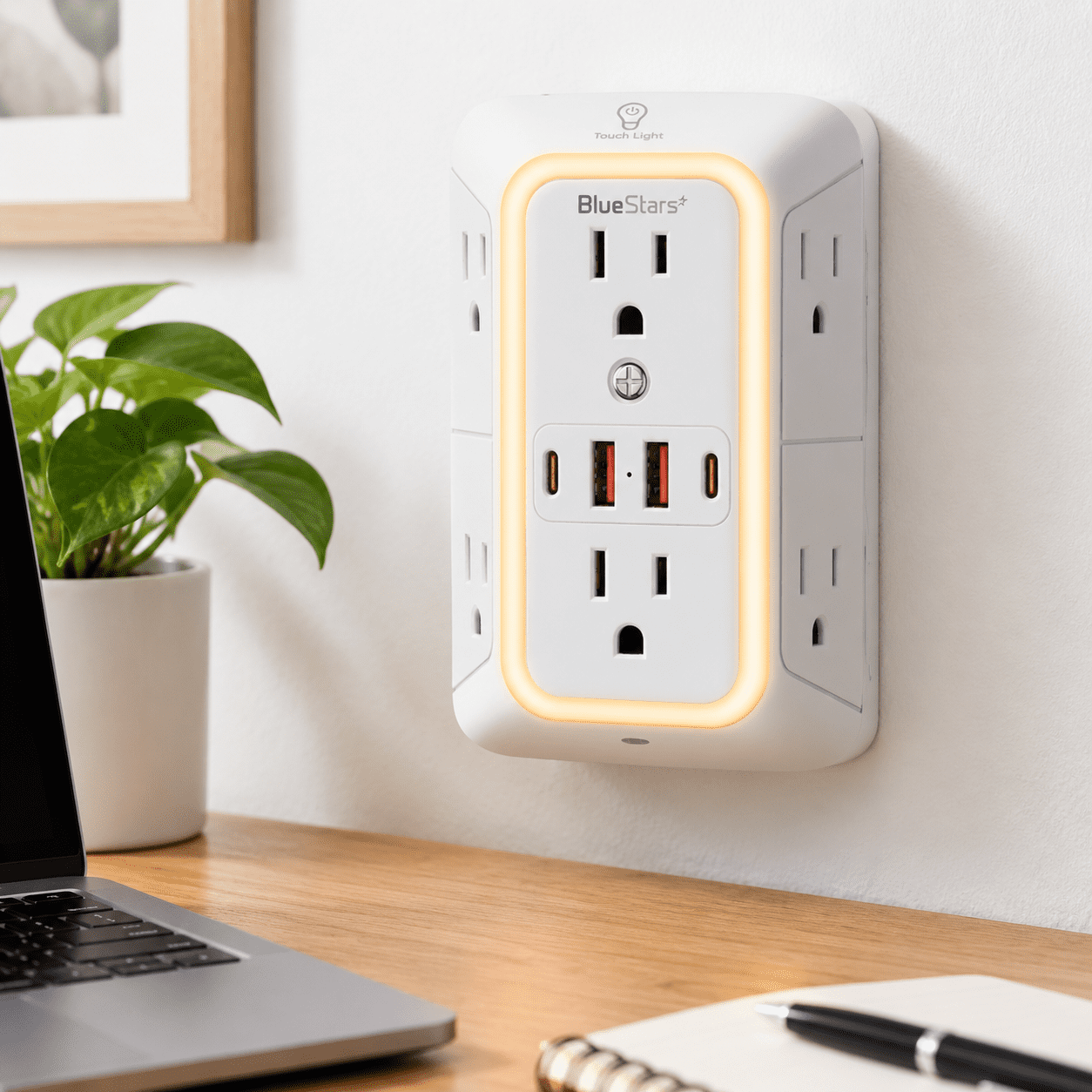 Surge Protector Examples White 3-Sided Strip Multi Plug Surge Protector With 10 Ports And Night ...