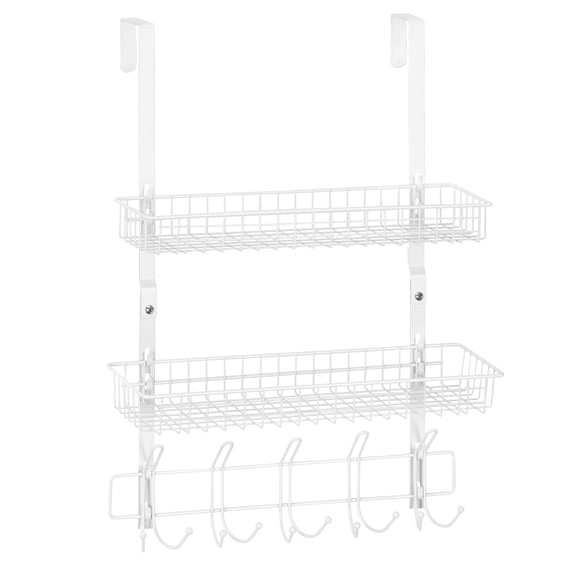 White 3-Tier Back of Door Hook Rack for Hats, Bags & More