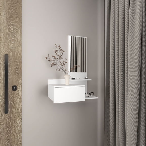 White 3-Tier Floating Mirror Console Table / Modern Touch to Your Decor