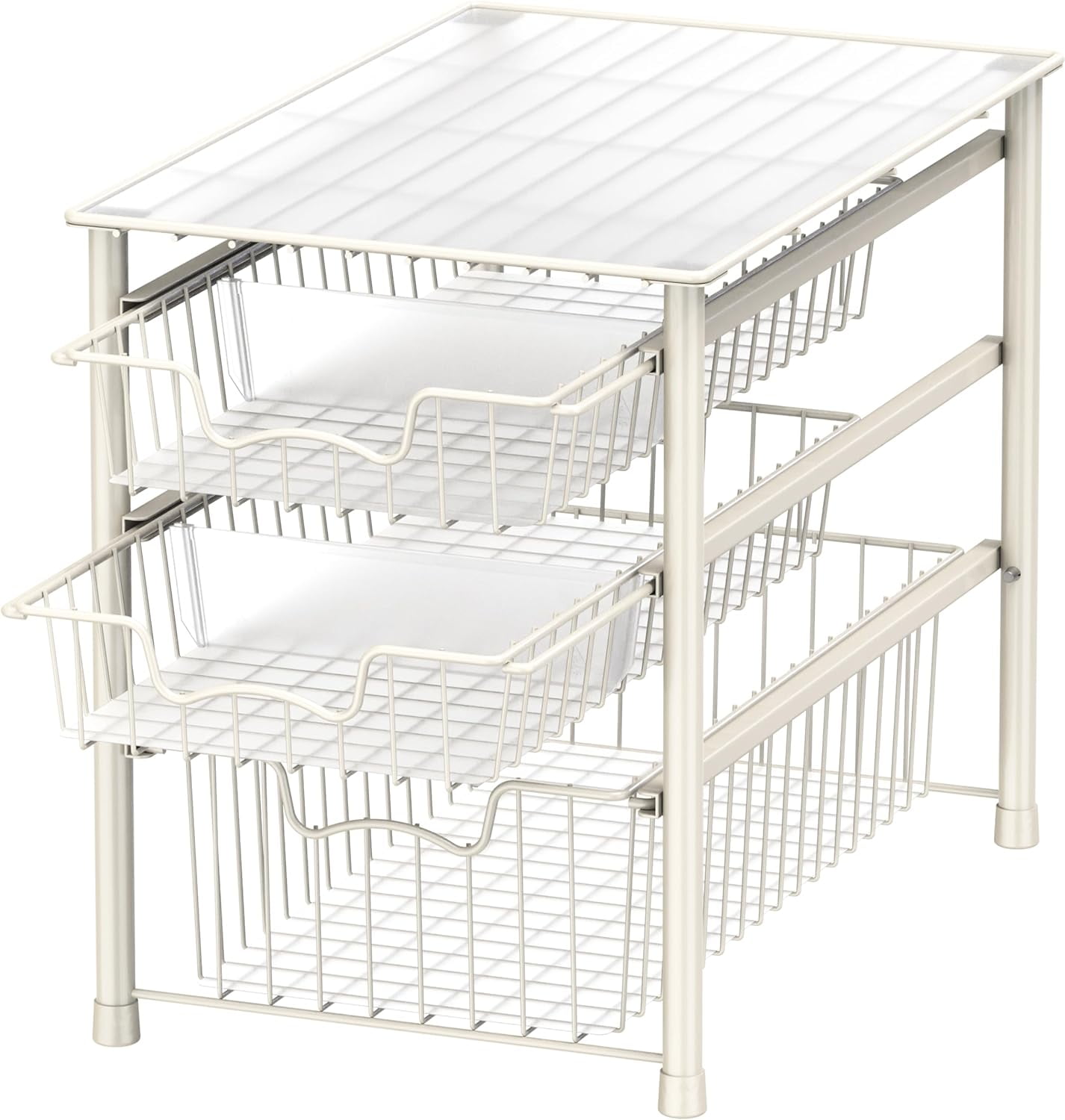 White 3-Tier Stackable Sliding Basket Storage Organizer Drawer for ...