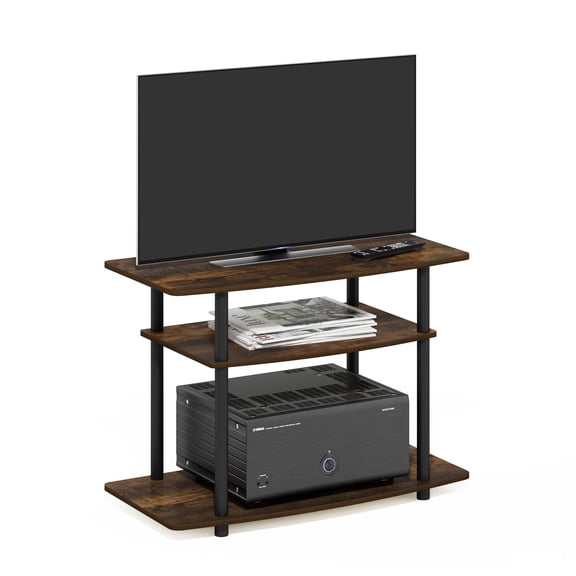 White 3-Tier Tool-Free Turn-N-Tube TV Stand Entertainment Center, Compact Media Console Fits Televisions Up to 32 Inch for Living Room & Bedroom