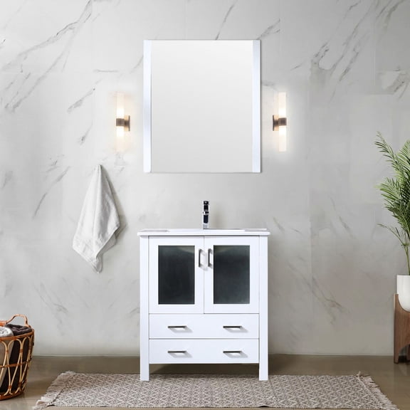 White 30 - inch Bathroom Vanity / Soft - Close and Modular Cabinet Pieces