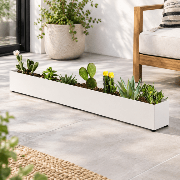 White 32" L x 3.25" W x 3.5" H Rectangle Window Sill Planter Box