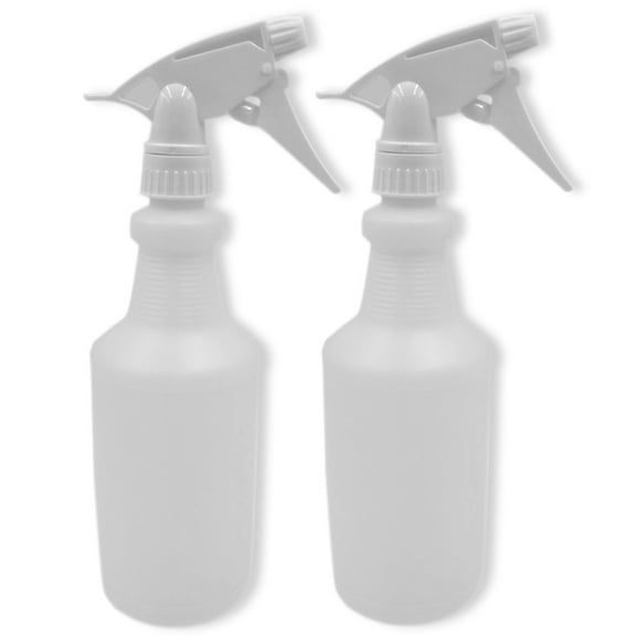 White 32 oz Empty Plastic Spray Bottle for Cleaning Solutions Measurements 2 Pack