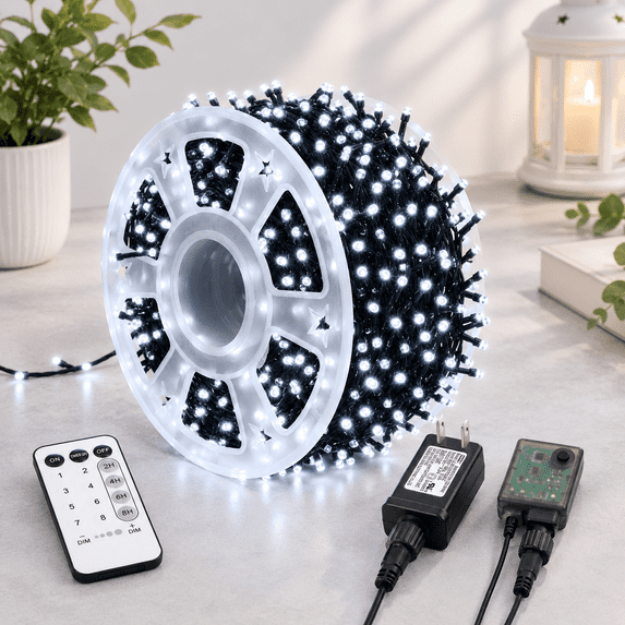 Rc Switch Library White 328ft 1000 LED Fairy String Lights with Green Wire, Remote ...