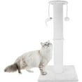 thumbnail image 1 of White 34 Inch Cat Scratching Post for Indoor Cats, Heavy Duty Tall Cotton Rope Cat Scratcher with Hanging Ball, Extra Large Climbing Post for Adult Cats, Sturdy Base, 1 of 10