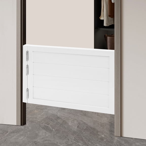 White, 35.4 * 23.6inch Single Swinging Door, Square Cafe Saloon Swing Door with 3 Hinges,1.37in Thick Solid Wood Partition Door for Hallway Kitchen Bar Pub Shop