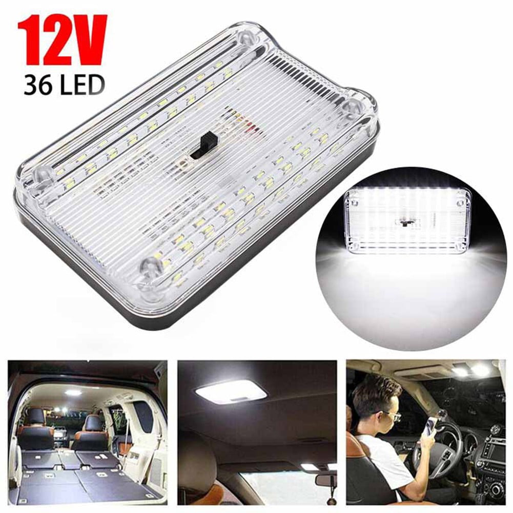 White 36 LED Car Interior Dome Lamp for RV, Reading and Trunk Illumination 12V