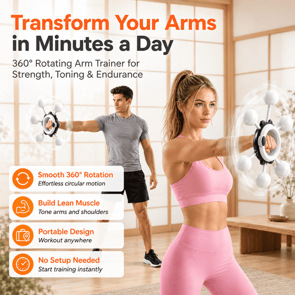 White 360° Hand-Crank Infinity Arm Workout Trainer for Upper Body Fitness