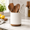 White 360° Rotating Extra Large Ceramic Kitchen Utensil Holder ...