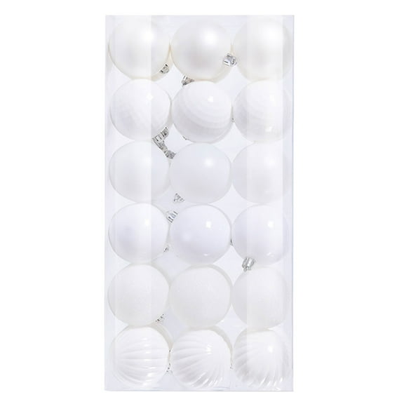 White 36Pcs Christmas Ball Ornaments, 3Cm Plastic Tree Decorations Set, Festive Holiday Home Decor In Storage Box