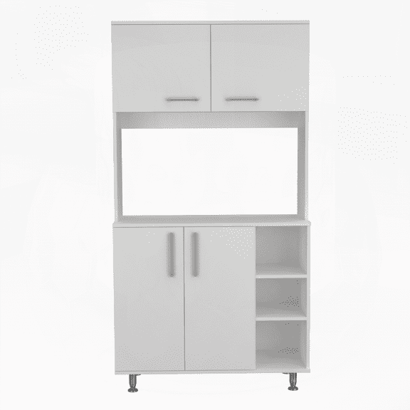 White 37 Kitchen Pantry Cabinet with Hutch Versatile Storage & Food Prep Station