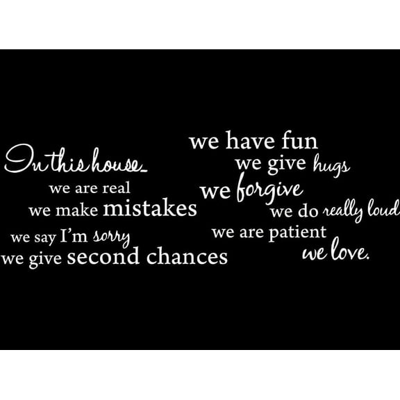 White 37" x 40" In this house, We are Real... Vinyl Wall Art Home Decor Decal Sticker