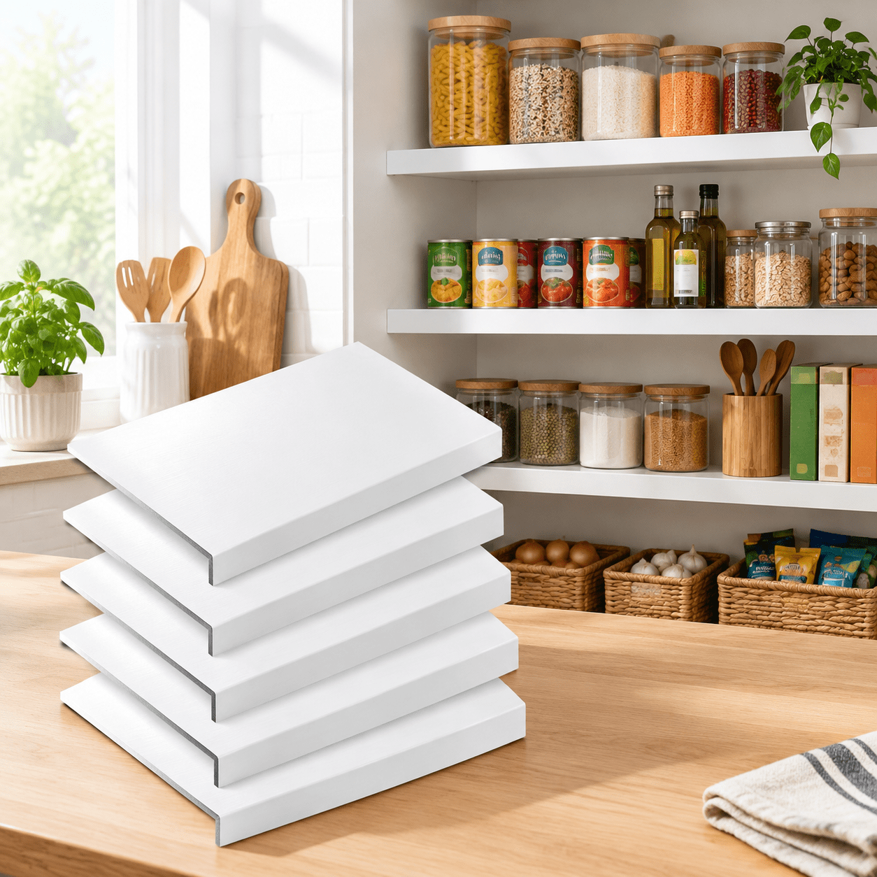 Formula 1 Rack White 38x16x2in Wire Shelf Covers, 5 Pack, Waterproof PVC Wood-Look ...