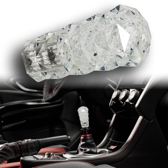 White 3D Diamond Crystal VIP Sty Manual Bubble Shifter Shift Knob Head - 100mm