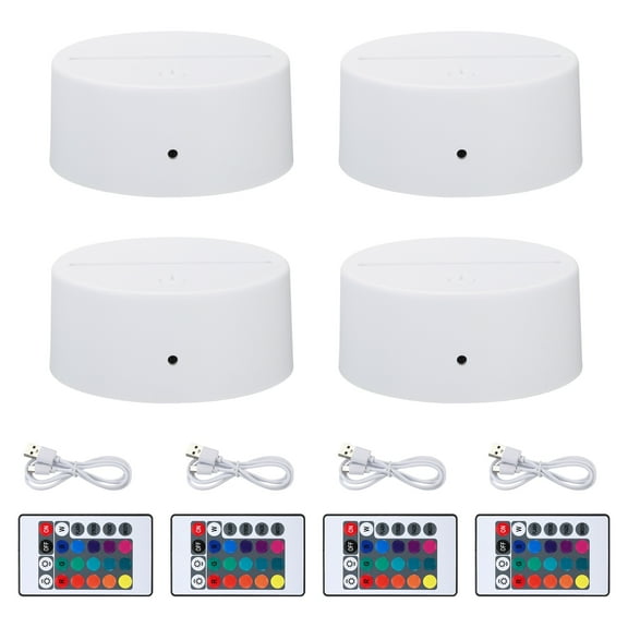 White 3D Night LED Light Lamp Base 16 Colors LED Light Display Base with Remote Control and USB Cable