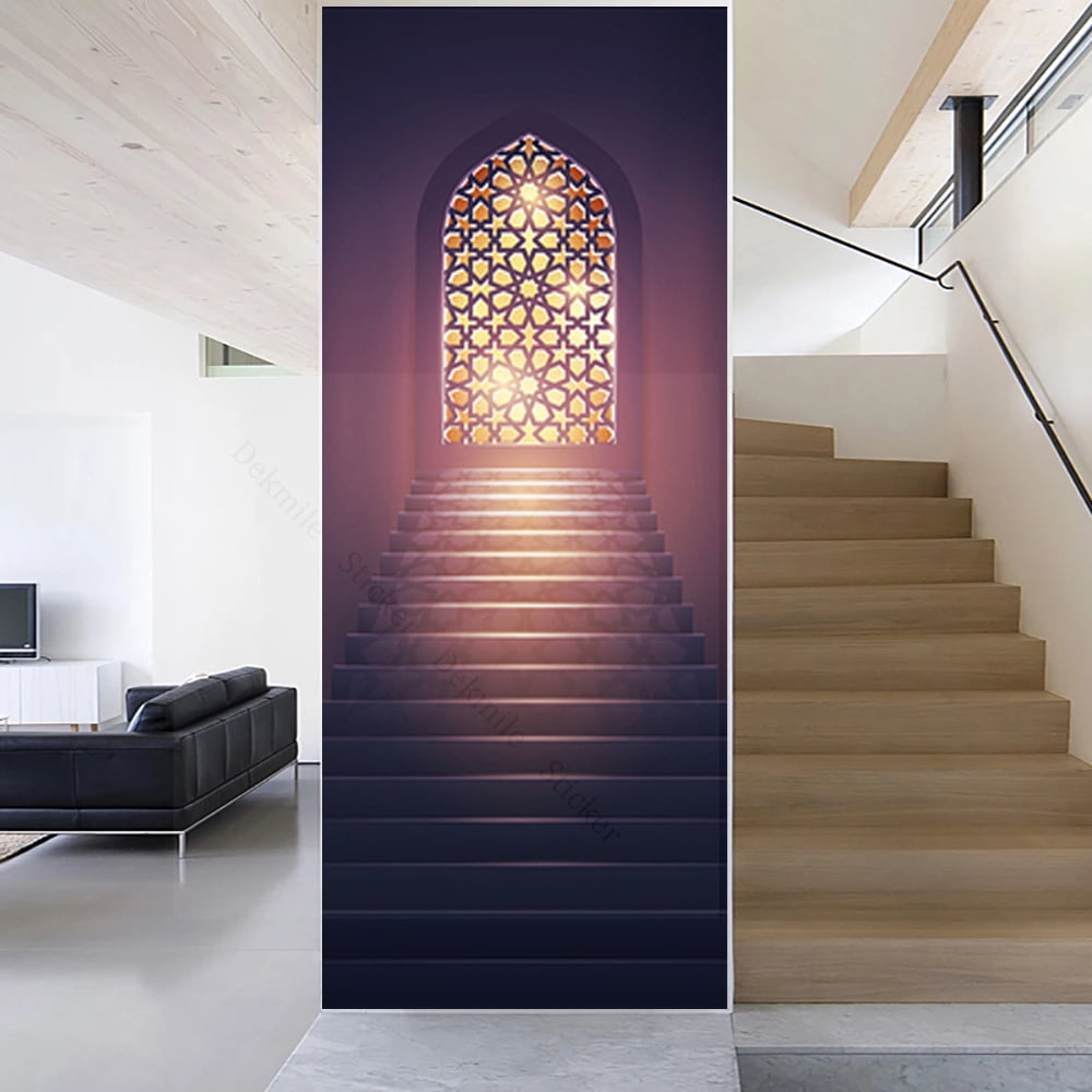 White 3D Selfadhesive Door Sticker Art Arch Refurbish Poster Muslim