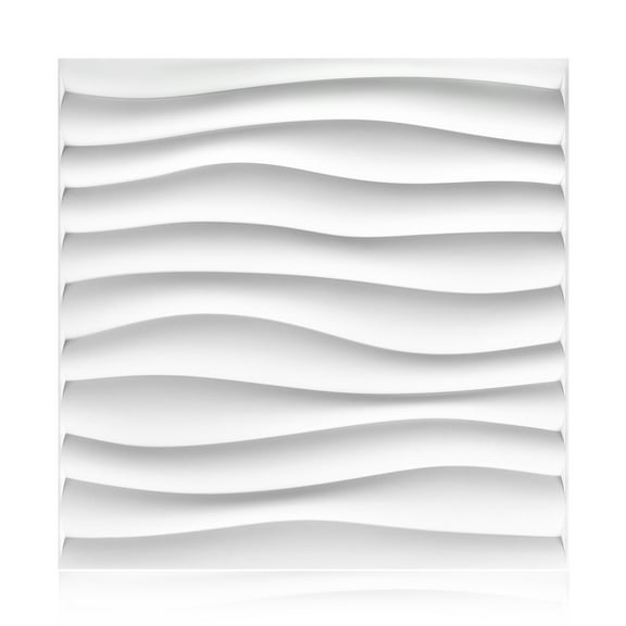 White 3D Wall Panels, Wave Design Textured PVC Wall Panels, 11.8''x11.8' Modern Accent Wall Panels for Interior Wall Decor Bedroom Office Living Room