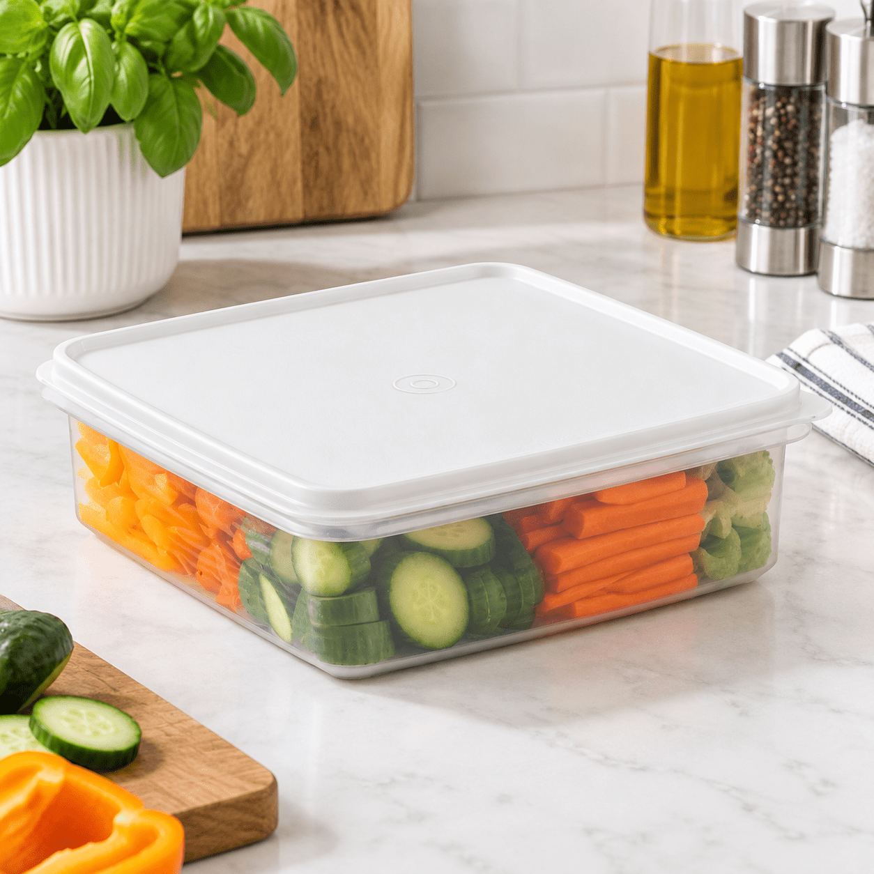 Stackable Ingredient Containers White 3L Plastic Airtight Leakproof Stackable Food Storage Containers ...