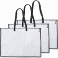 thumbnail image 1 of White 3Pcs Transparent Document Tote Reusable Art Portfolio Files Paper Organizer PVC Carry Pockets Teachers Art Students Storage Bag for Drawing Board Paints Pencils 18.5x24.8in, 1 of 6