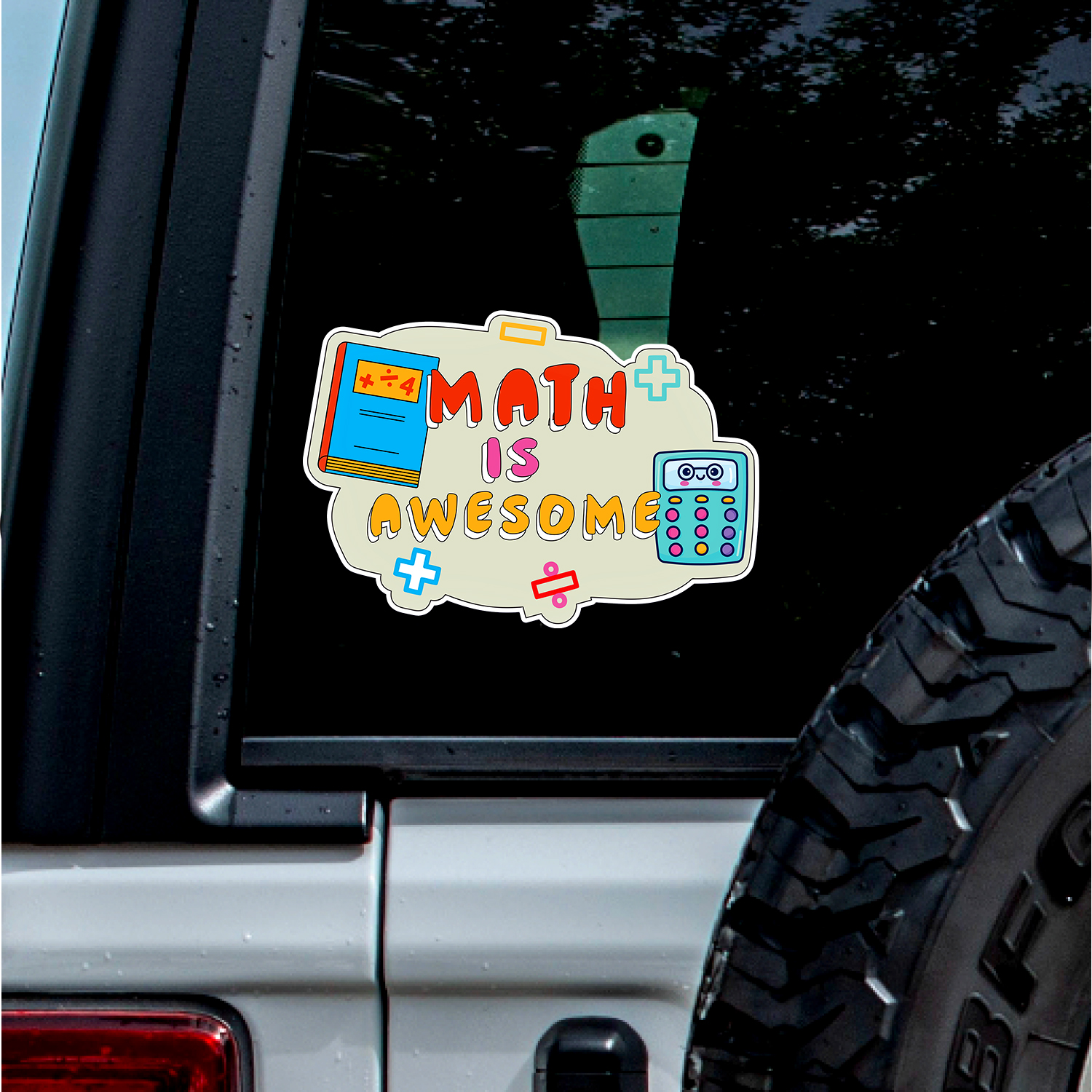 (White, 4.1'' X 2.8'') Sticker Of Math Is Awesome For Car Bumper Window ...