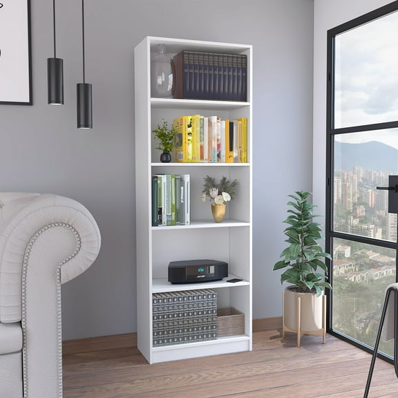 White 4 Bookcase - Easy Assembly For Hassle- Setup Spacious Bookcase, Keep Your Belongings Organized