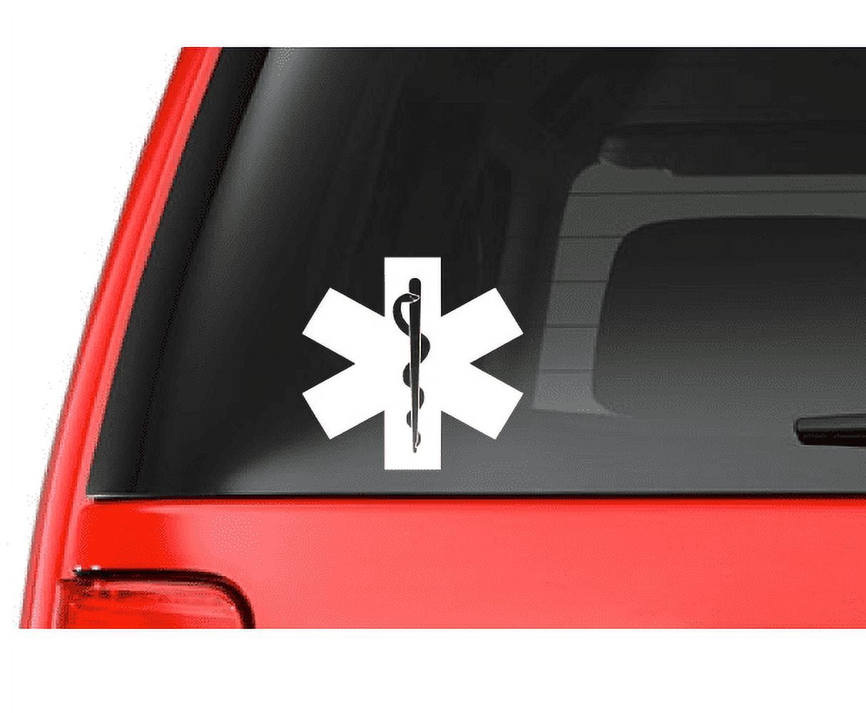White EMS Logo Vinyl Decal Sticker - 4 Inch For Car, Truck, Laptop Windows