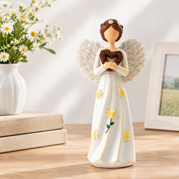 White-4 Hand-Painted Guardian Angel 5.8 Inch Statue Home Decor Sympathy Memorial Gift