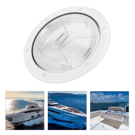 White 4 Inch Round ABS Boat Deck Access Hatch with Transparent Cover for Marine RV Yacht Storage 4in 10.16cm white abs RV Marine Yacht4in/10.16cm