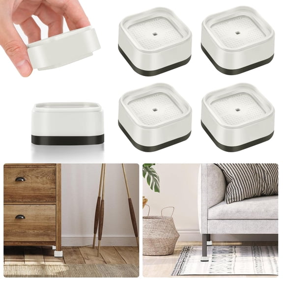 White 4 Pack Furniture Risers 1 Inch Heavy Duty Stackable Non-Slip Lift Blocks For Sofa Cabinet Bed Desk Chair