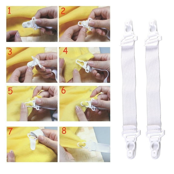 White 4 Pcs Bed Linen Fasteners Sheet Clamps Holder Fixing Clip Elasticity Miss