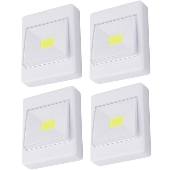 4-Pack White Battery Operated LED Cupboard Lights, Dimmable Under Cabinet Wall Mounted Lighting for Kitchen
