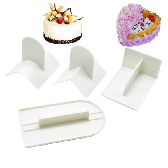 MEIBUTYUP 4-Piece White Plastic Cake Smoother Set for Fondant, Icing, and Baking Tools for Kitchen Use