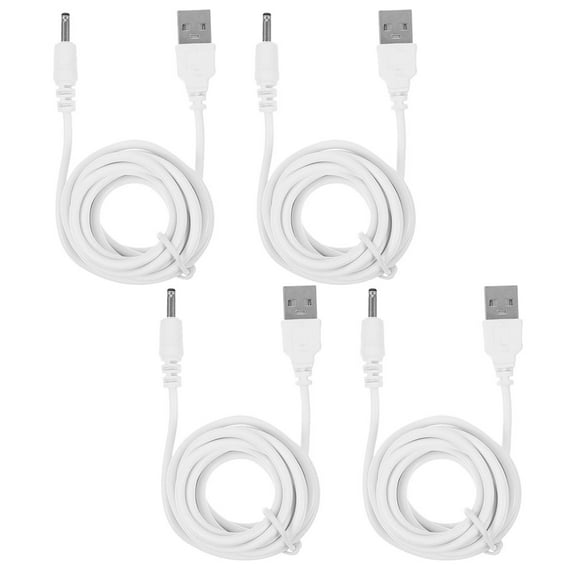 White 4 Pcs Rubber Iron Universal Charging Cord Desk Lamp Charger Cable Pure Copper