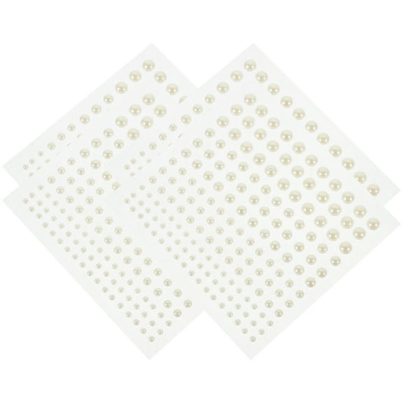 White 4 Sheets Stickers Gems for Kids Pearls Beads Strips Make up Face Child