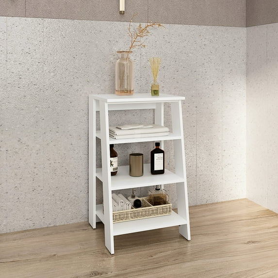 White 4 Shelf, 30" High For Bathroom & Living Room - Space Efficient Elegant Management