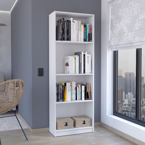 White 4-Shelf Office Book Display Unit / Organize Office Books and Decoratives