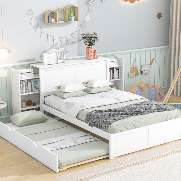 White - 4 - Tier Pullable Shelves - Bedroom Storage - Easy Access to Items