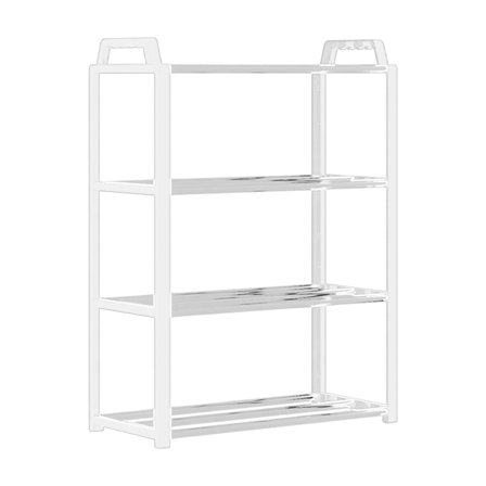 White 4-Tier Shoe Rack Organizer, Plastic Storage Shelf For Entryway Closet