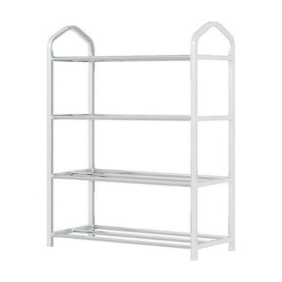 White 4 Tier Shoe Rack With Triangle Top Design, Metal Shelves, Storage Organizer For Bedroom, Closet And Dorm Room Organization 21.65X7.48X16.14In 0.74Lb