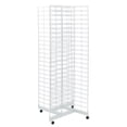 thumbnail image 1 of SSWBasics White 4-Way Slat Grid Wall Tower with Base and Casters - Ideal Store Display and Wire Display Rack for Vendors, 1 of 1