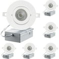thumbnail image 1 of White 4-inch Integrated Panel with Gimbal 6000K (Cool White), 7w, 560lm, Dimmable, LED Recessed Light Kit in White with Junction Box - Energy STARcessed Light Kit in White with Junction Box, 1 of 4