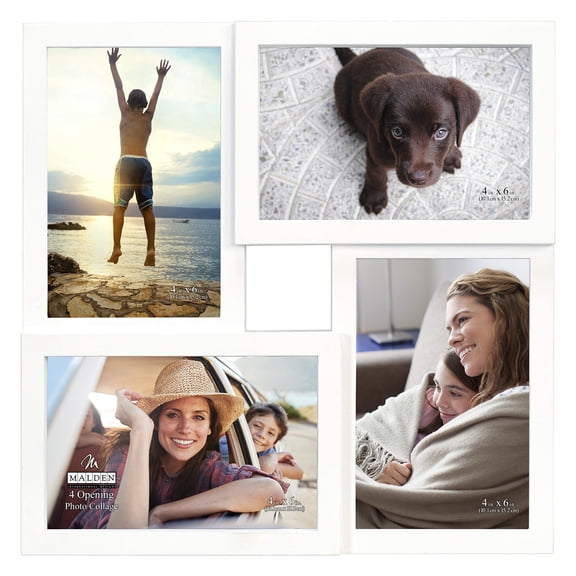 Malden - 4-Opening 4x6 Collage Picture Frame, Classic White Multi Photo Display Frame