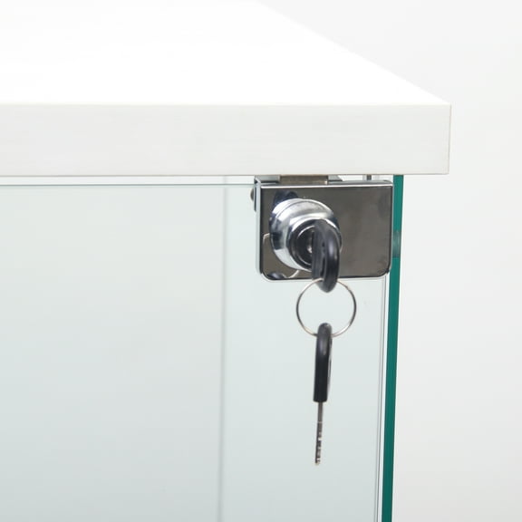 White 4-shelf Glass Display Storage Cabinet - For Living Room Bedroom Office 64.7"x16.7"x14.3 4 Shelves Curio Floor Standing 64.7"x16.7"x14.3" Holds Photos, Books, Medals, Action Figures