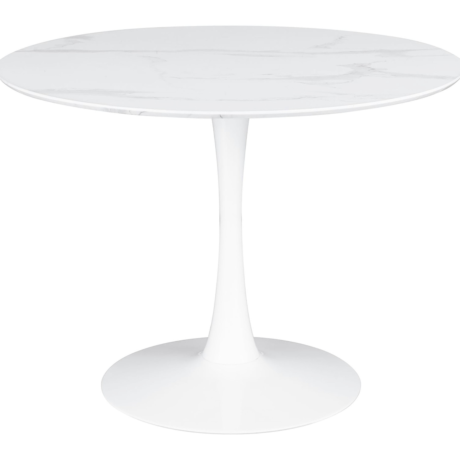 White 40-Inch Round Dining Table with Metal Base | Ample Space for 4 ...