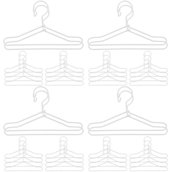 White 40 Pcs Coat Hangers Baby Childrens Toys Wire Wardrobe Letter