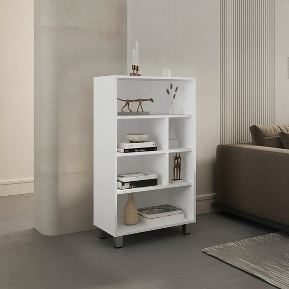 White 40" Tall Base Cabinet With 4 Shelves And 6 - Versatile , Sleek Functional For