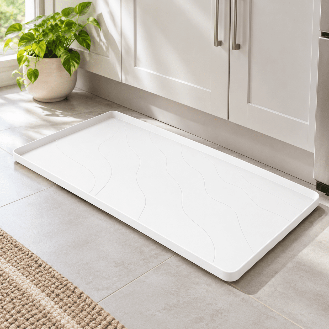 White 40'' x 19'' x 1'' Under Sink Mat for Kitchen Waterproof Heavy ...